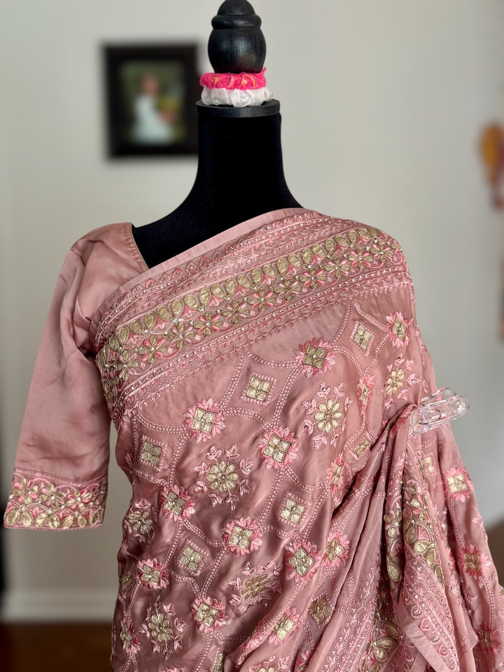 Muave Color gota and embroidery work designer satin crep silk saree|Party Wear Saree|PPS