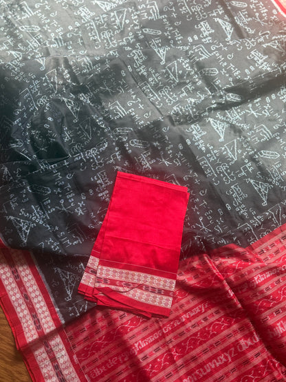 Handwoven Mathematical equations and formula Sambalpuri Double ikat pure silk saree|Odisha Weaves|