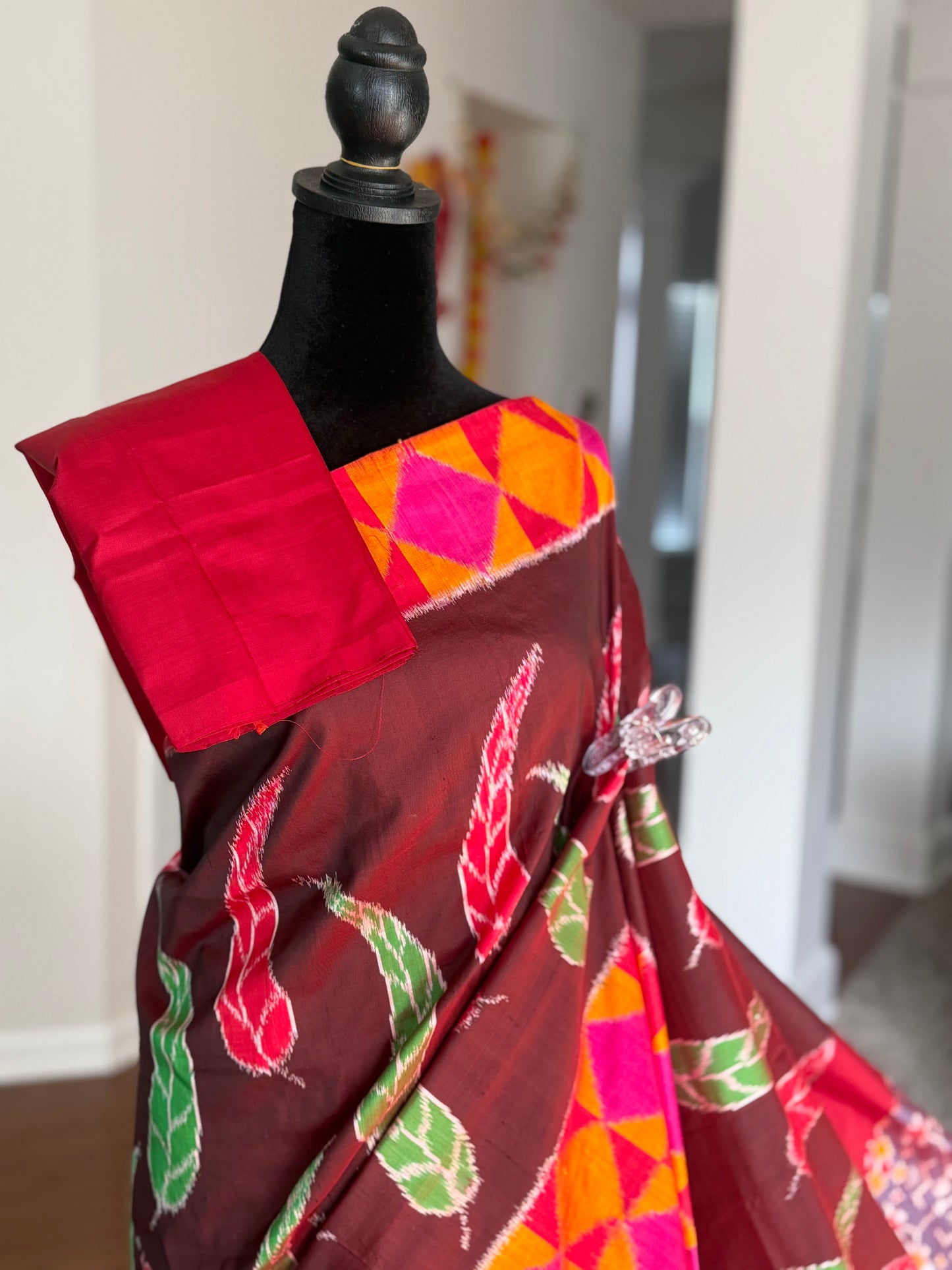Elegant handwoven Pochampally ikat pure silk saree
