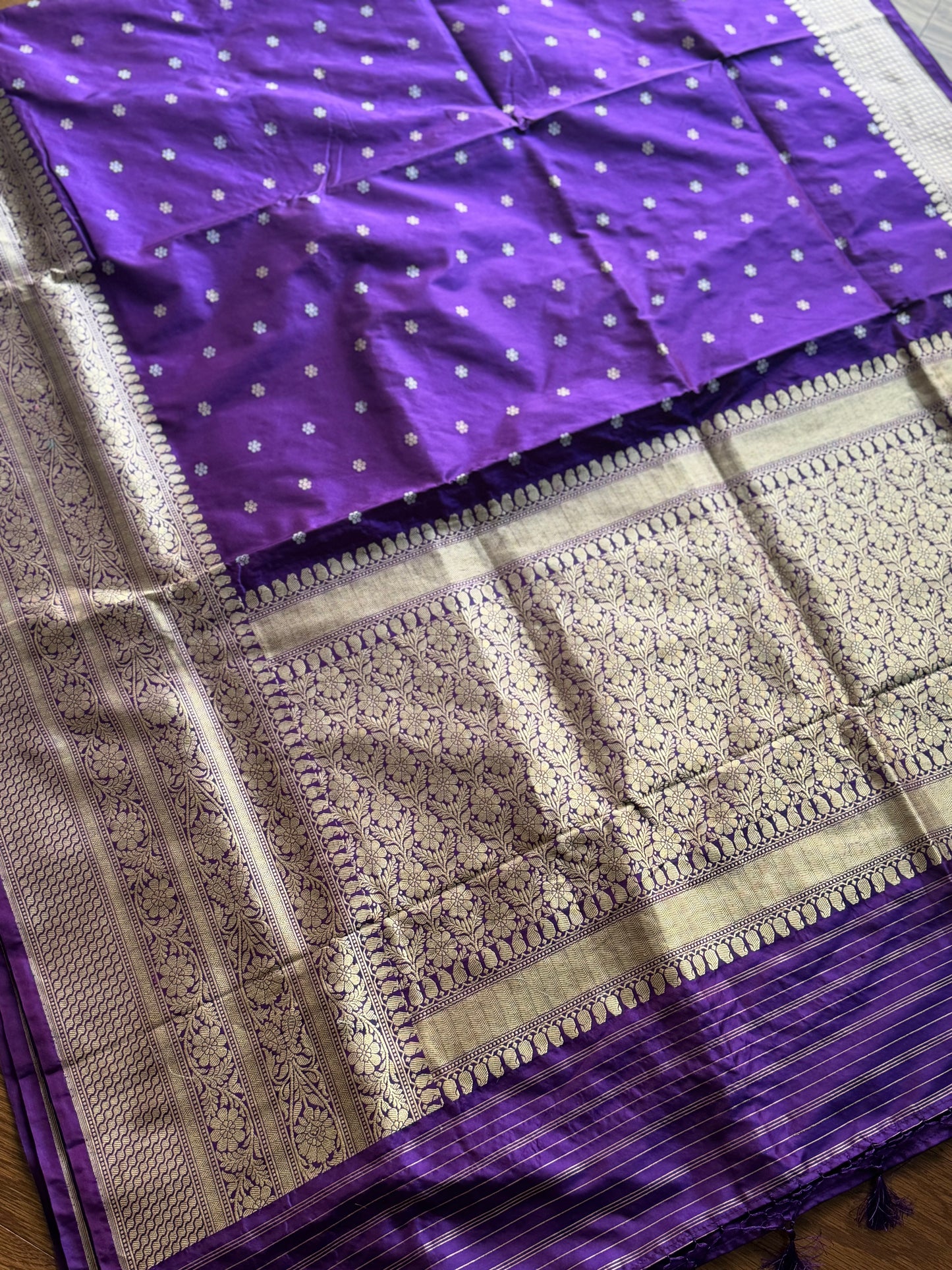 Exquisite piece of Banarasi handloom katan pure silk saree in purple