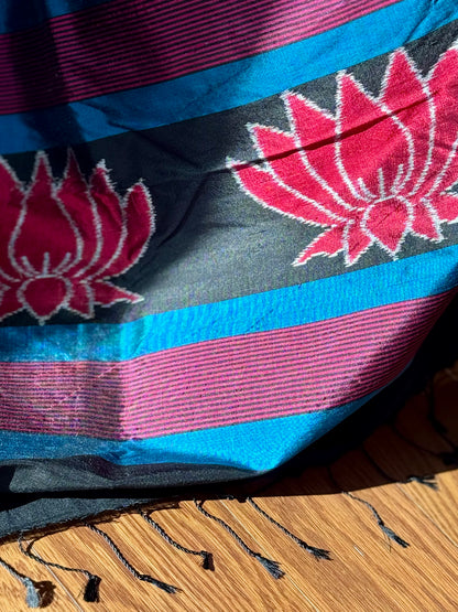 Lotus theme handwoven ikat pure silk saree|Odisha Weaves|Contemporary Ikat|