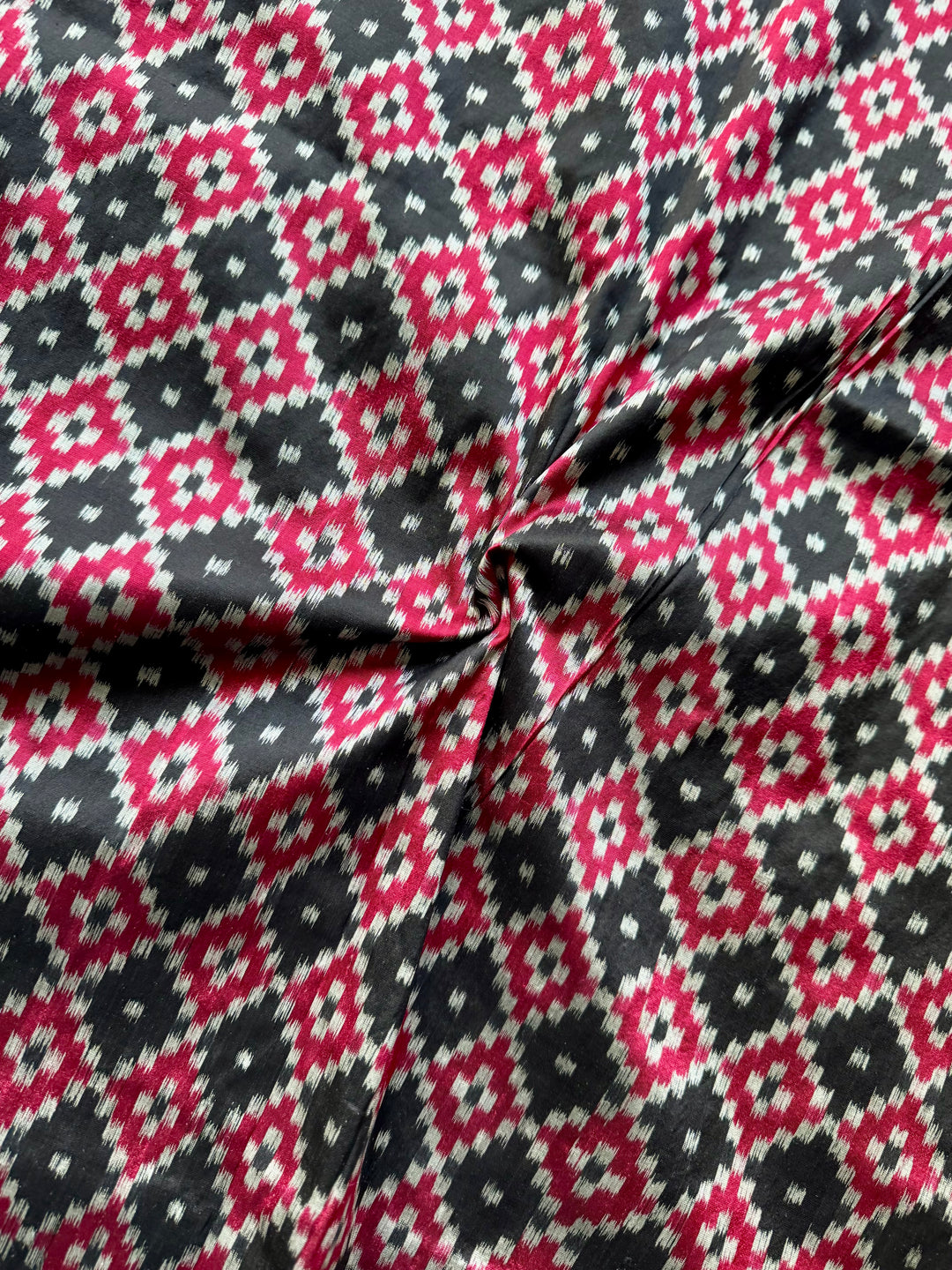 Black with red handwoven ikat pure silk saree|Odisha Weaves|Contemporary Ikat|