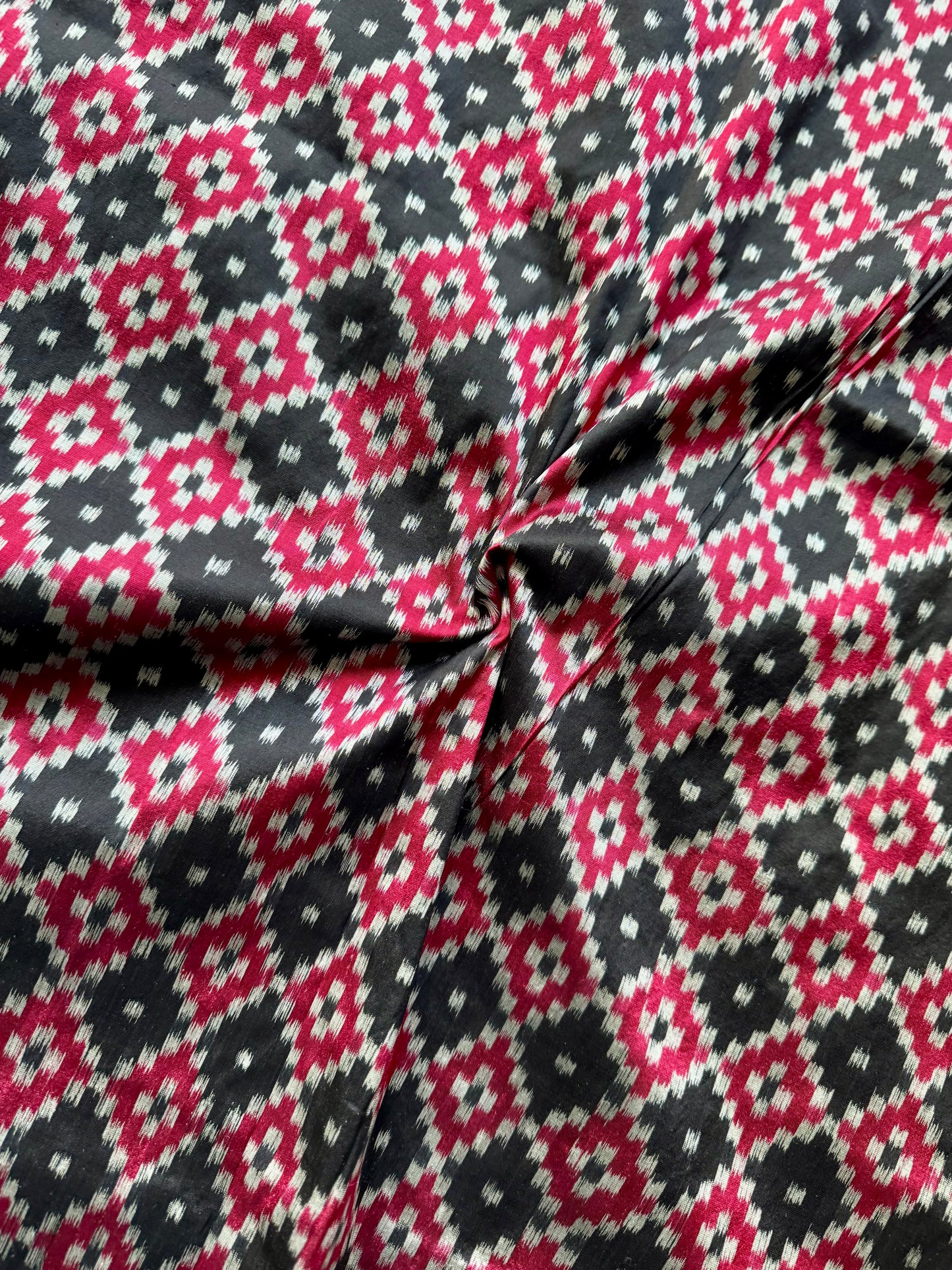 Black with red handwoven ikat pure silk saree|Odisha Weaves|Contemporary Ikat|Antara