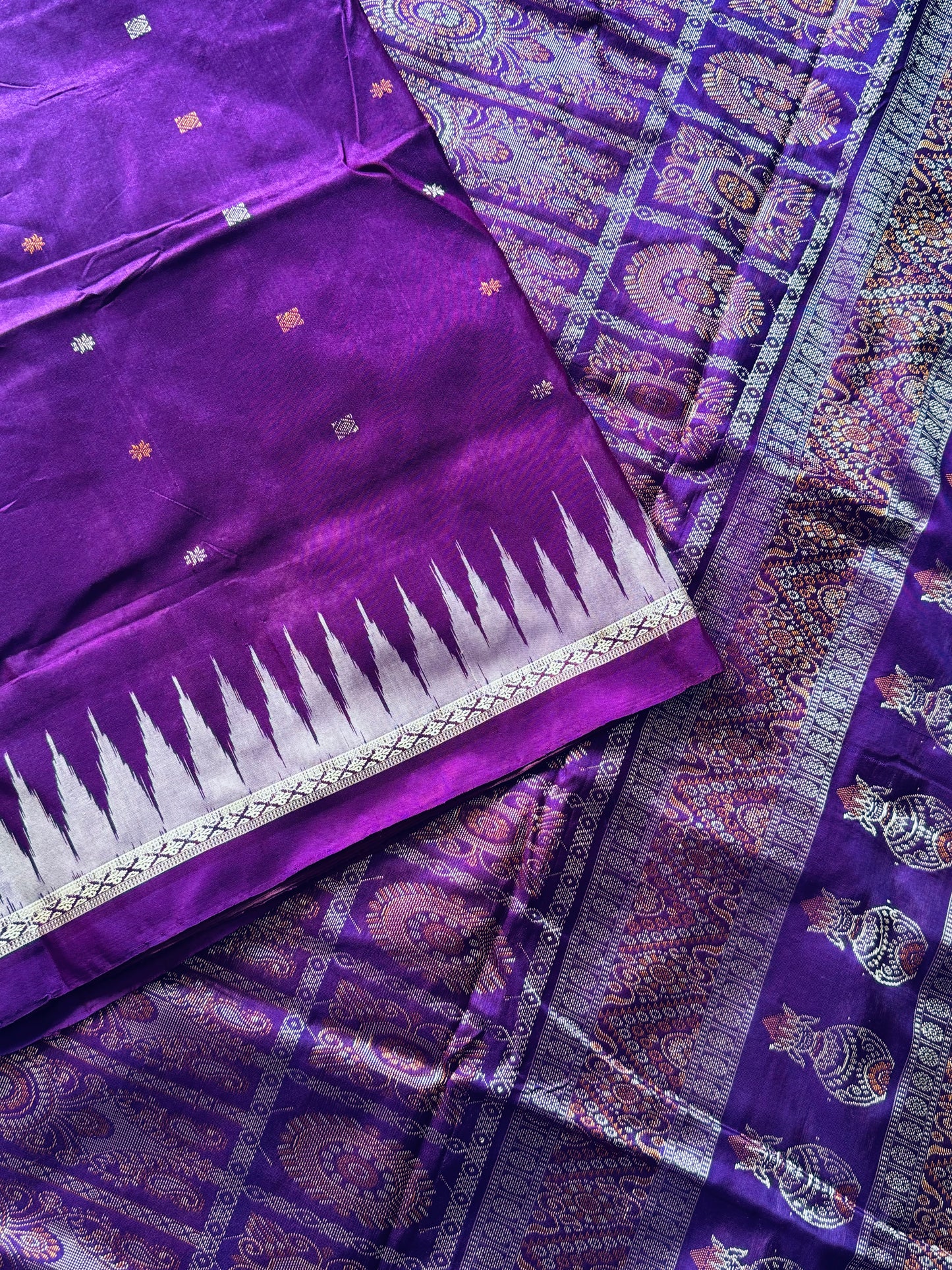 Purple Bomkai Pure Silk Saree