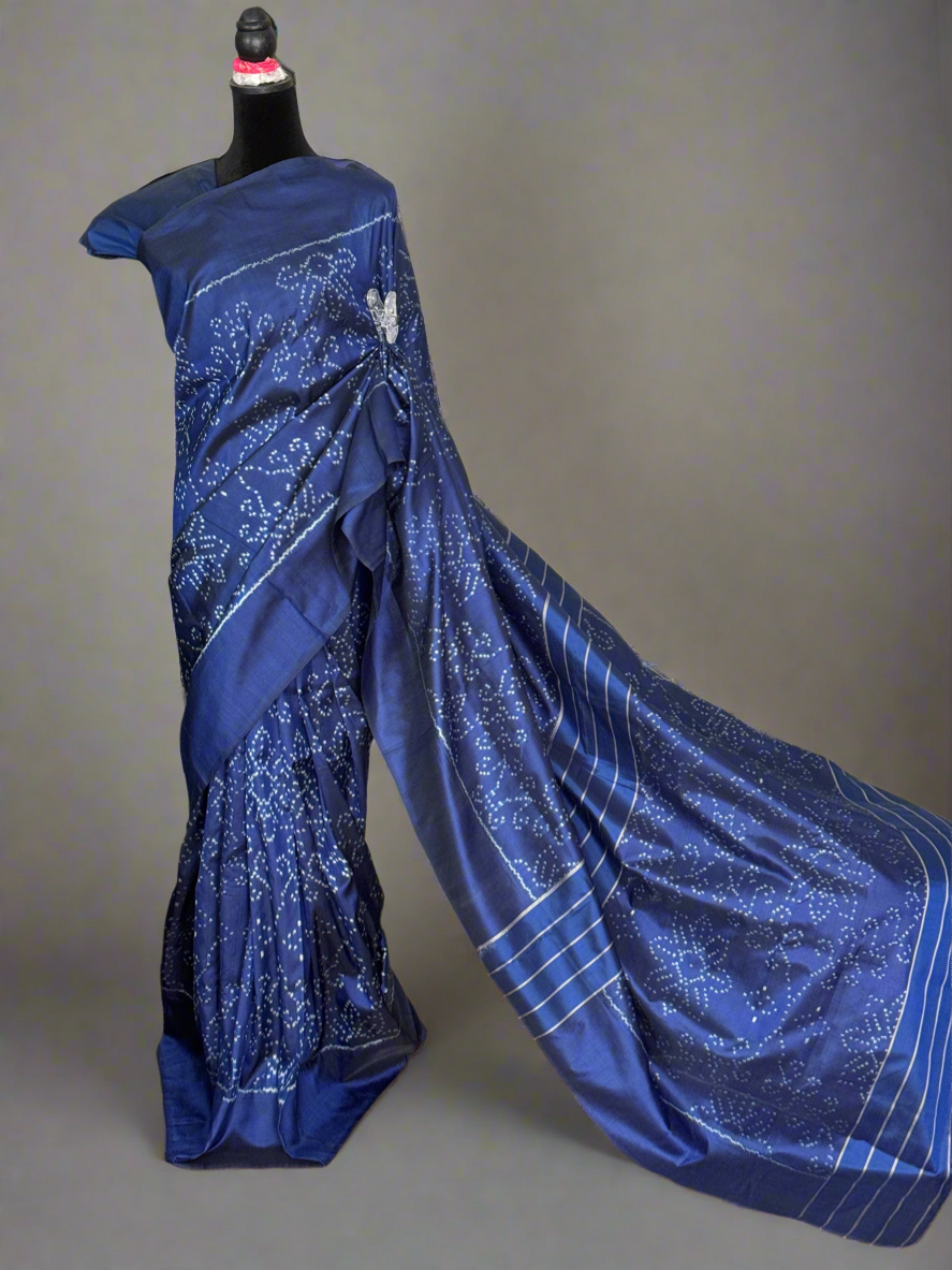 Ikat Pure Silk Saree (Pochampally) - Blue