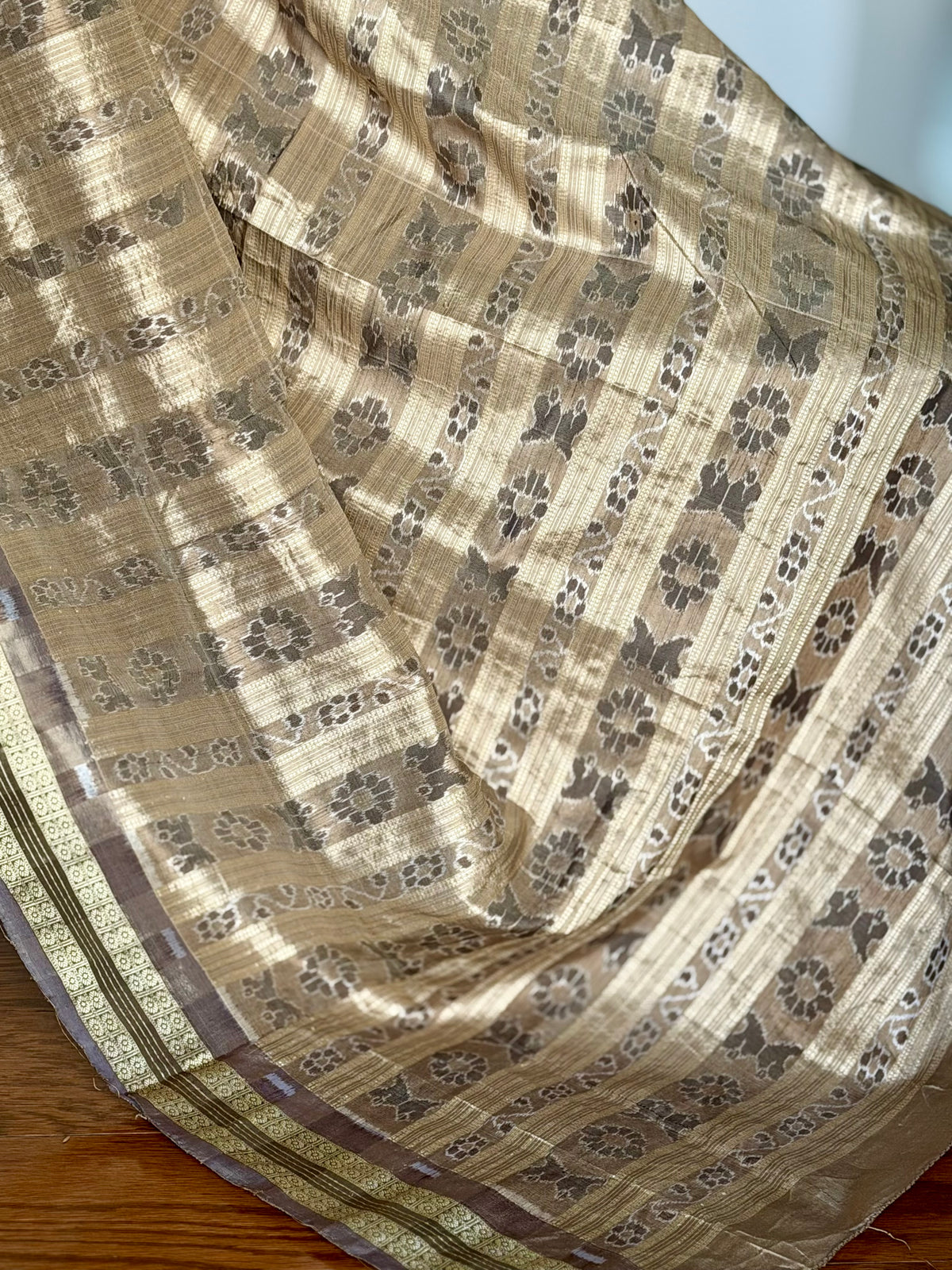 Sambalpuri Handwoven ikat pasapali pure silk saree|Toupe Color|Odisha Weaves|