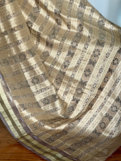 Sambalpuri Handwoven ikat pasapali pure silk saree|Toupe Color|Odisha Weaves|