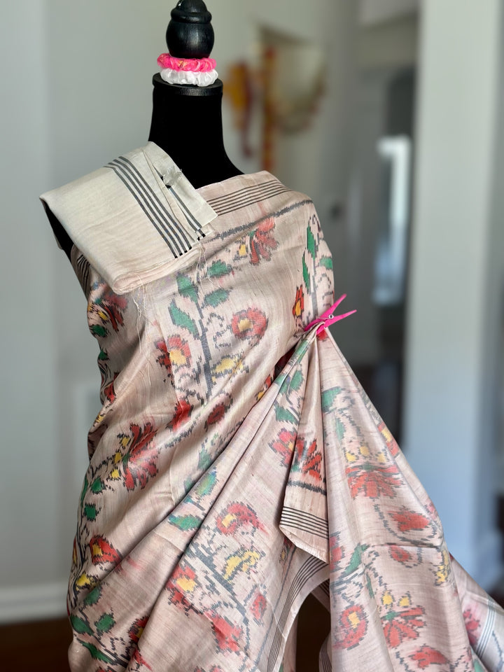 Blush semi (double) ikat patan Patola pure silk saree