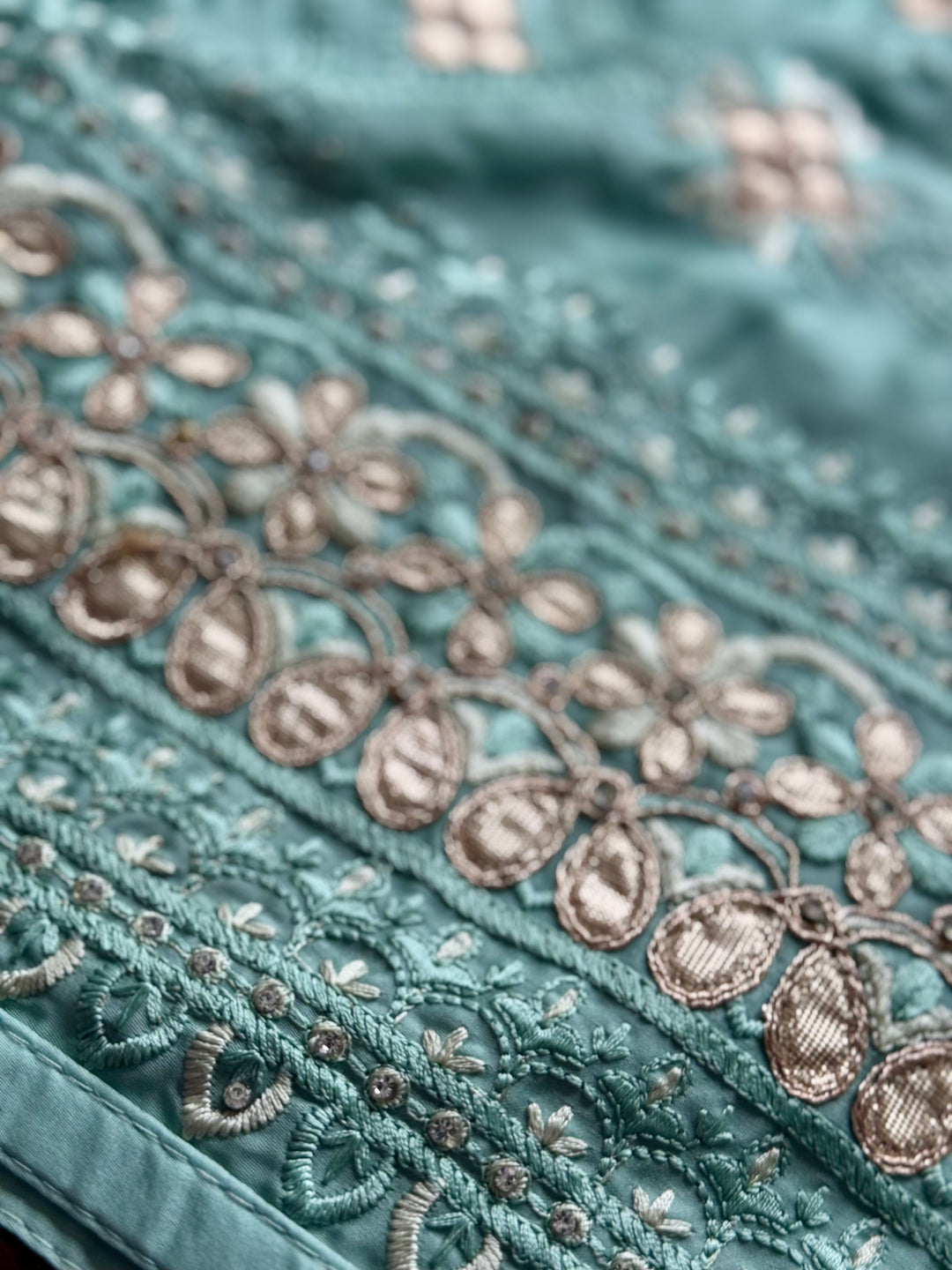 Sage Green Color gota and embroidery work designer satin crep silk saree|Party Wear Saree|PPS