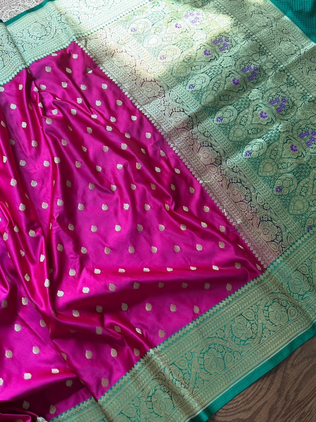 Pink Handloom Banarasi Silk Saree With Stitched Blouse