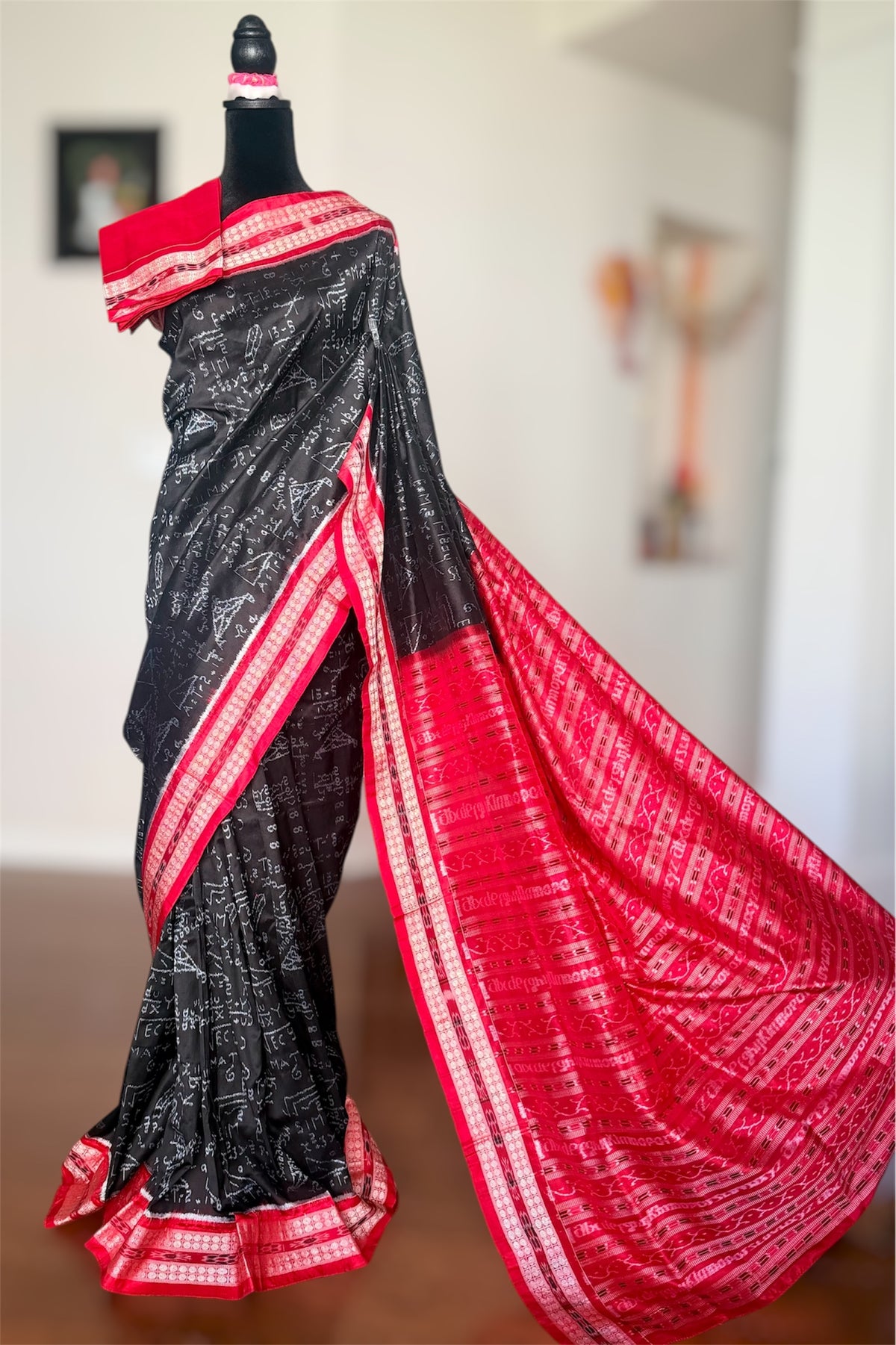 Handwoven Mathematical equations and formula Sambalpuri Double ikat pure silk saree|Odisha Weaves|