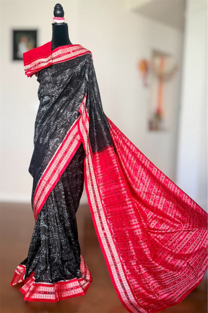 Handwoven Mathematical equations and formula Sambalpuri Double ikat pure silk saree|Odisha Weaves|