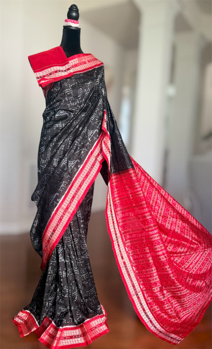 Handwoven Mathematical equations and formula Sambalpuri Double ikat pure silk saree|Odisha Weaves|
