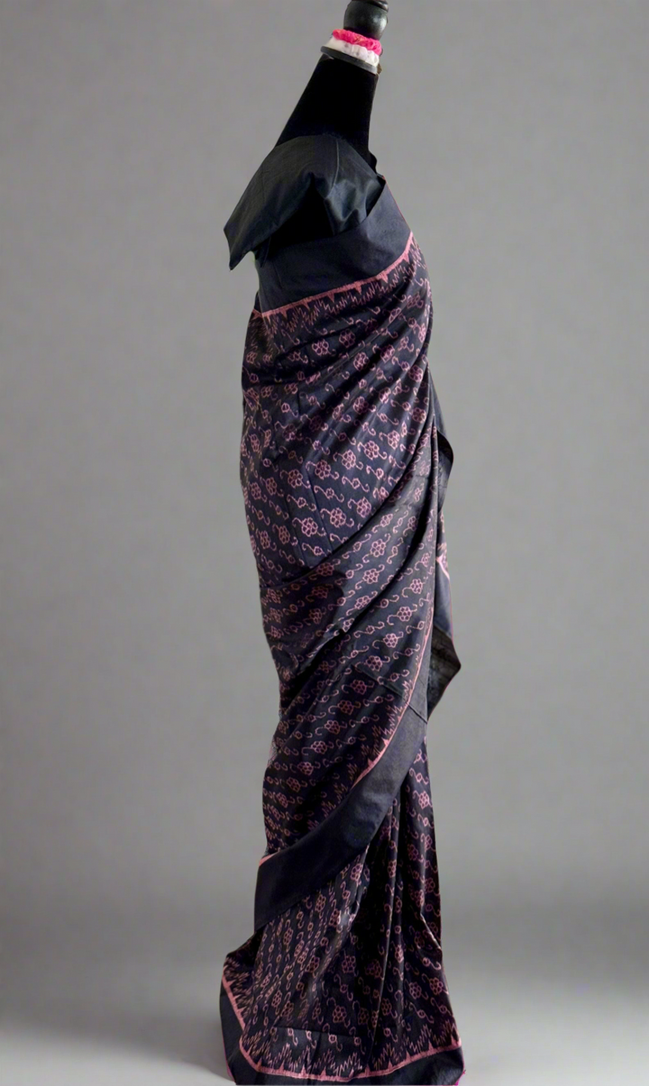 Masterweaved black Sambalpuri Ikat pure silk saree |Odisha Weaves