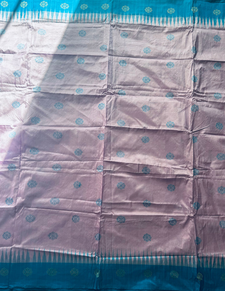 Pale Lavender handoven konark chakra Bomkai Pure silk saree