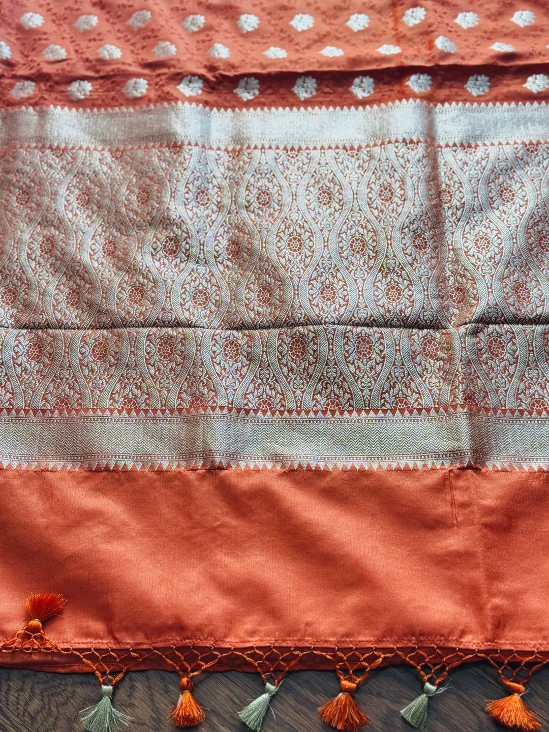 Banarasi Semi Mashru Silk Orange color Saree|Value Vogue