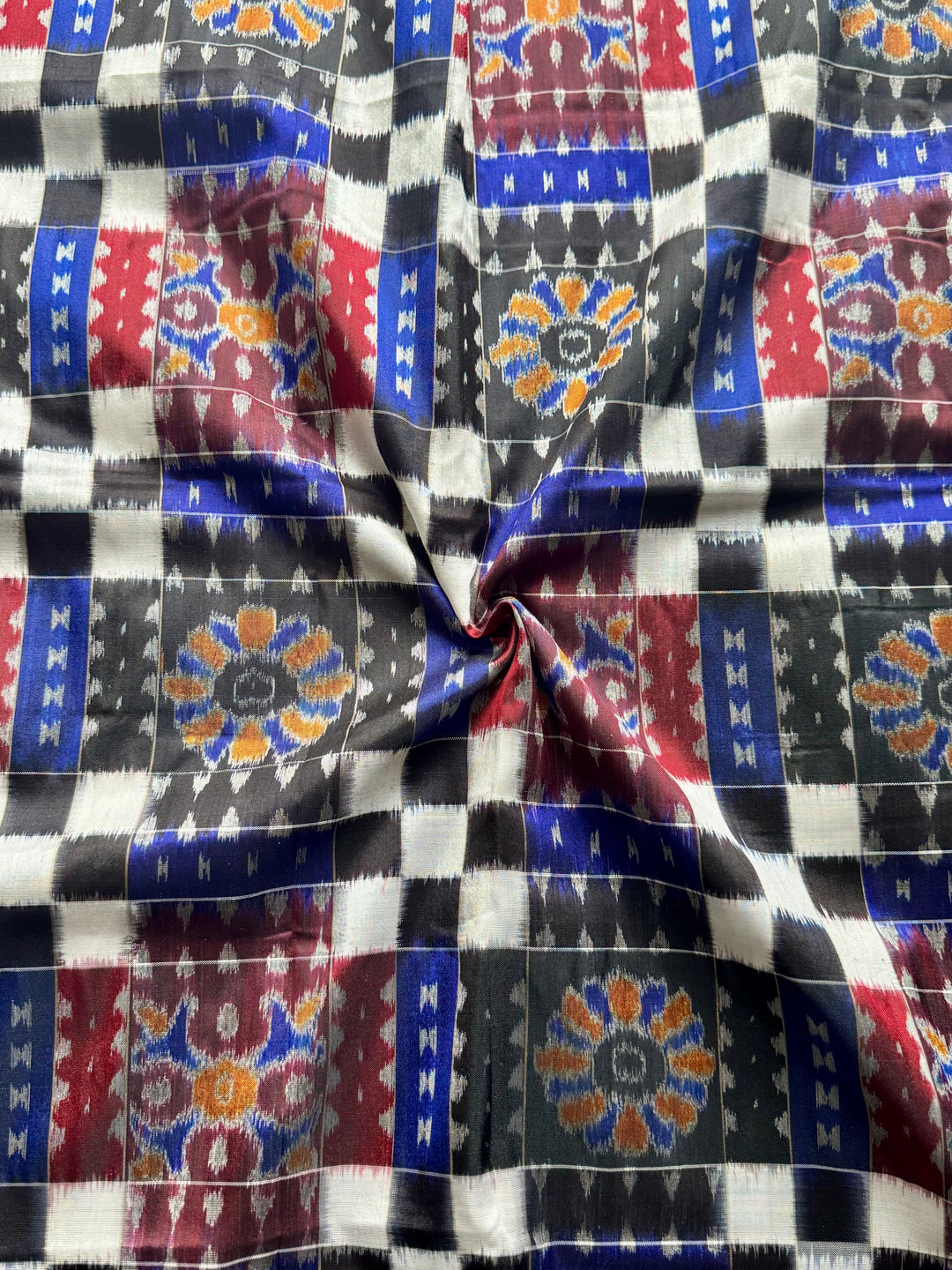 Handwoven Utkal Laxmi Sambalpuri ikat pure silk saree, Maroon Ikat pallu|Odisha Weaves|