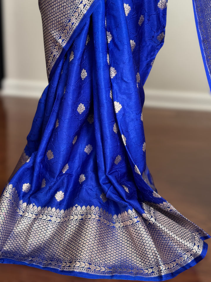 Royal Blue color Banarasi Semi Mashru Silk Saree Saree|Value Vogue