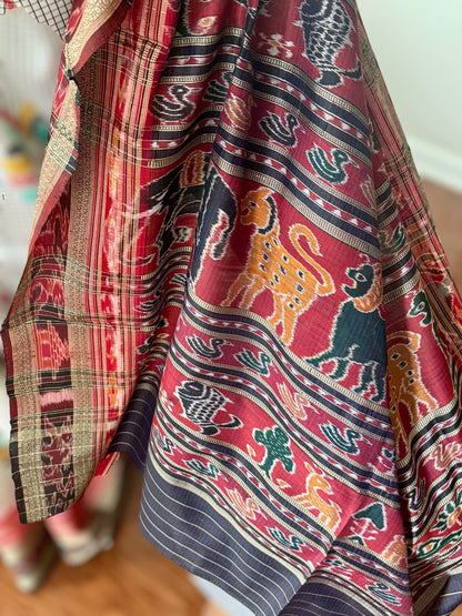 Baghambari Sachipar Pure silk Khandua Ikat saree from Odisha Weaves