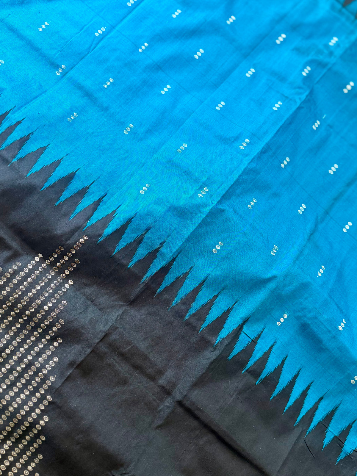 Beautiful Black and blue Handwoven Bomkai Pure Silk Saree –  from Odisha Weaves