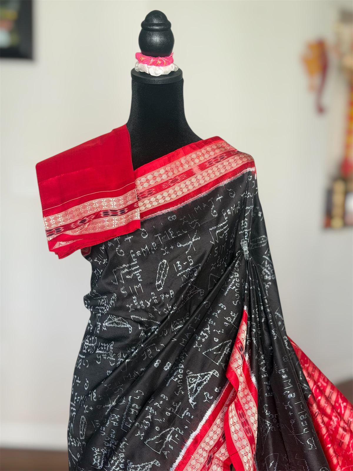 Handwoven Mathematical equations and formula Sambalpuri Double ikat pure silk saree|Odisha Weaves|