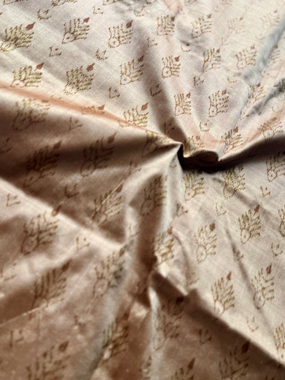Golden baige and maroon-ish red handwoven Sambalpuri pure Ikkat silk saree | Odisha Weaves