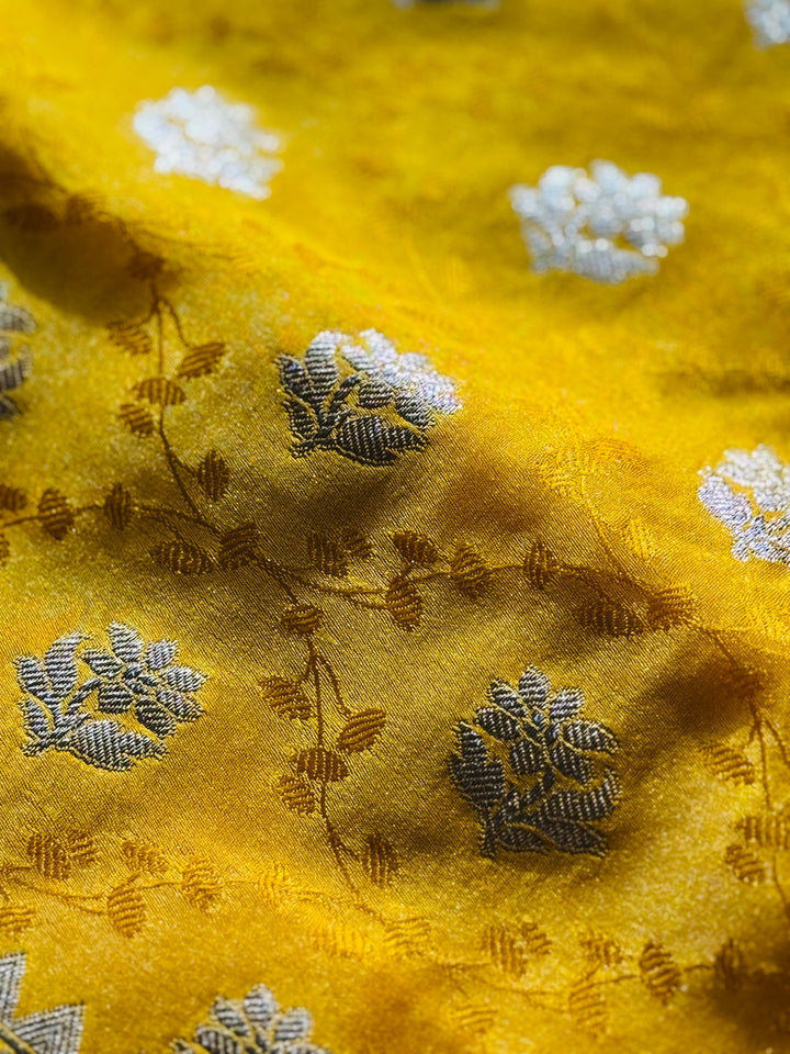 Banarasi Semi Mashru Silk Yellow color Saree|Value Vogue
