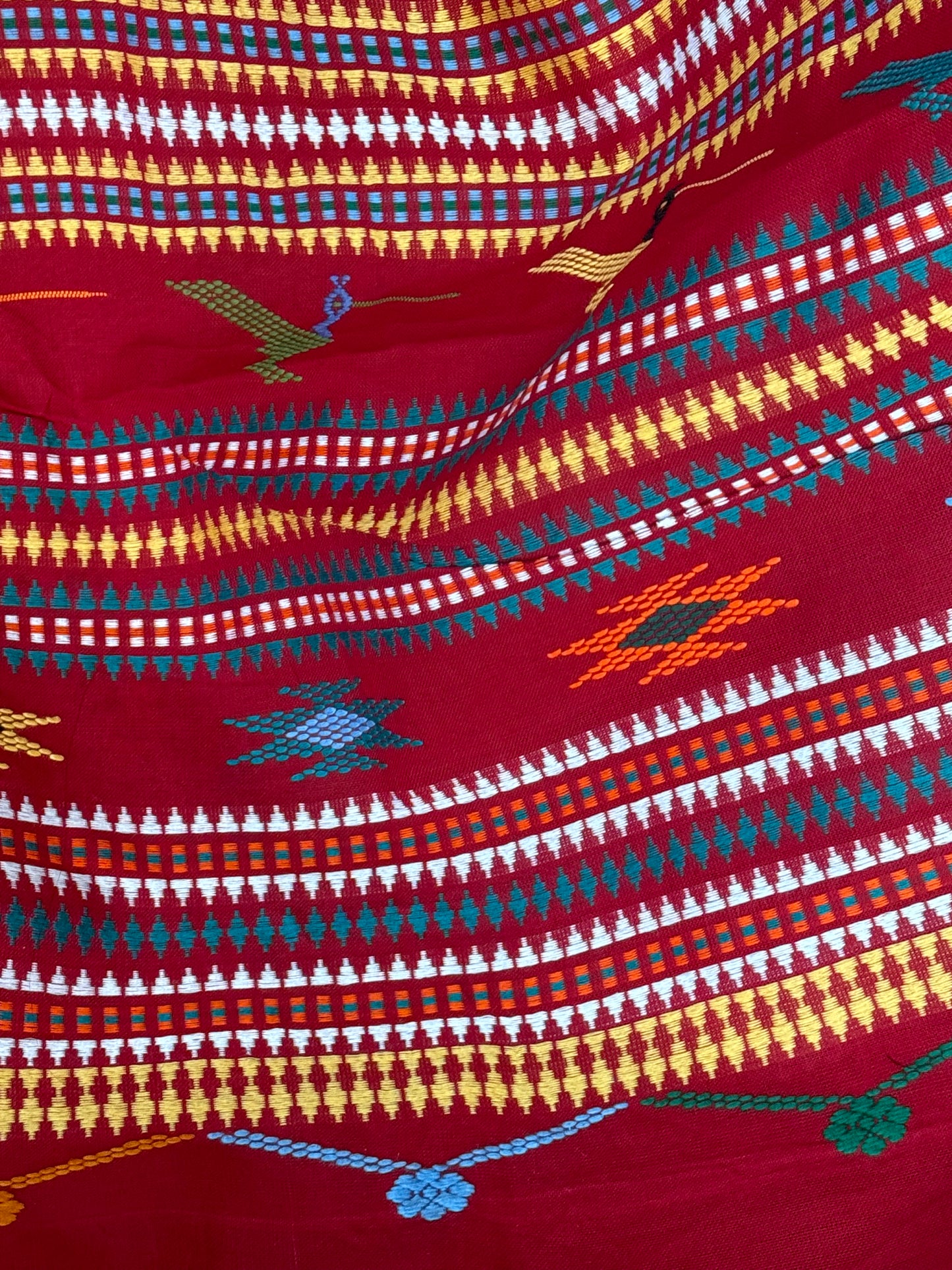 Maroon-ish Red Original Ganjam Bomkai Cotton Saree from Odisha Weaves