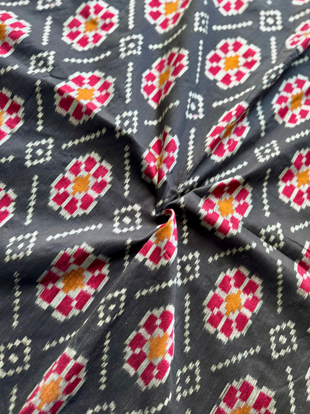 Black color handwoven ikat pure silk saree with Baghambari motif|Odisha Weaves|Contemporary Ikat|