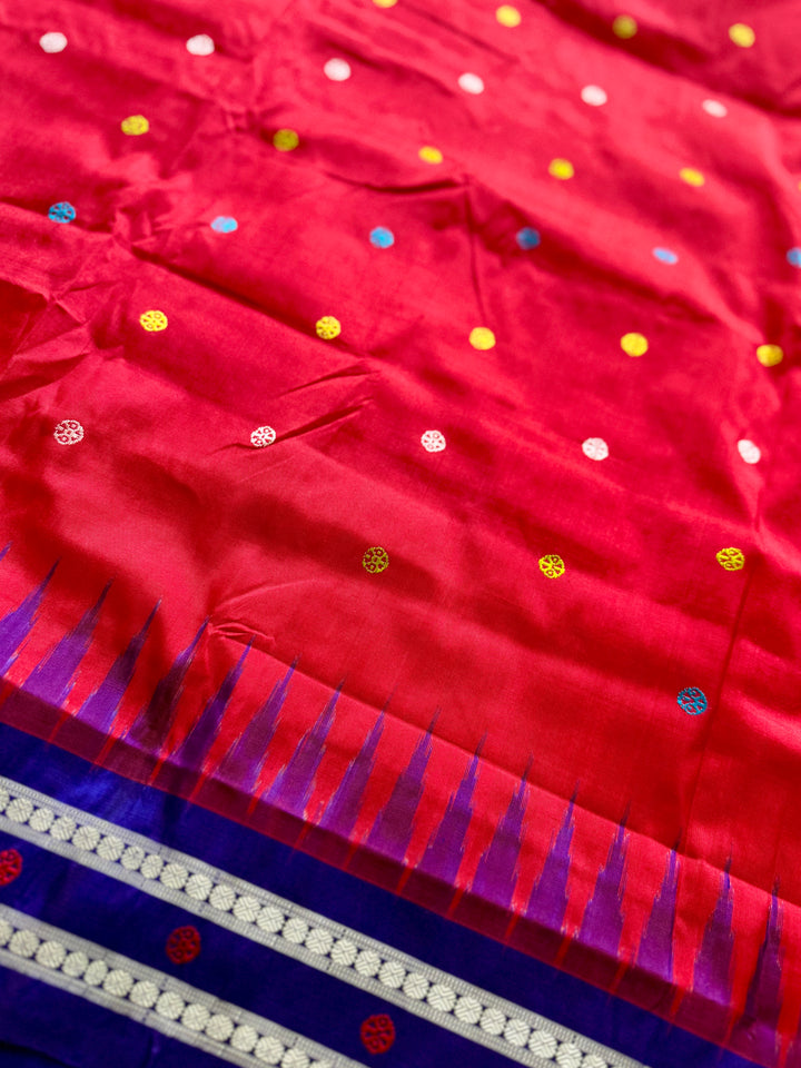 Gorgeous Red with Royal BlueNandighosa pure silk saree from Odisha Weaves| Bomkai|