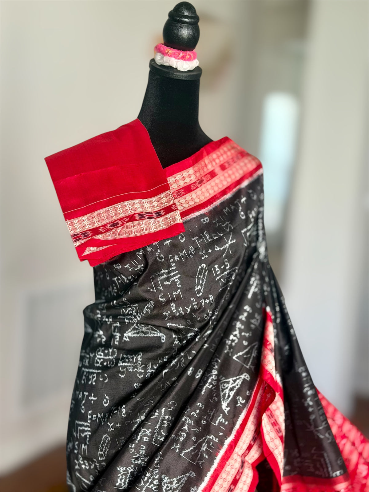 Handwoven Mathematical equations and formula Sambalpuri Double ikat pure silk saree|Odisha Weaves|