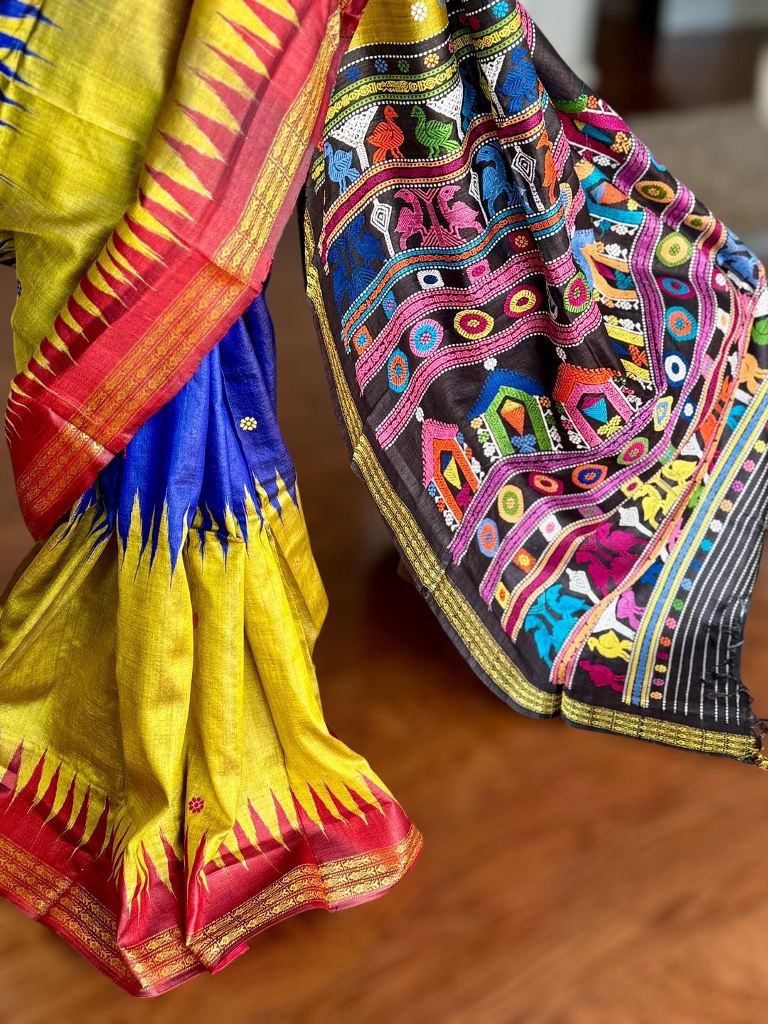 Gopalpur Handwoven Tussar Silk Saree with Dolabedi Pallu - Traditional Indian Saree|Odisha weaves