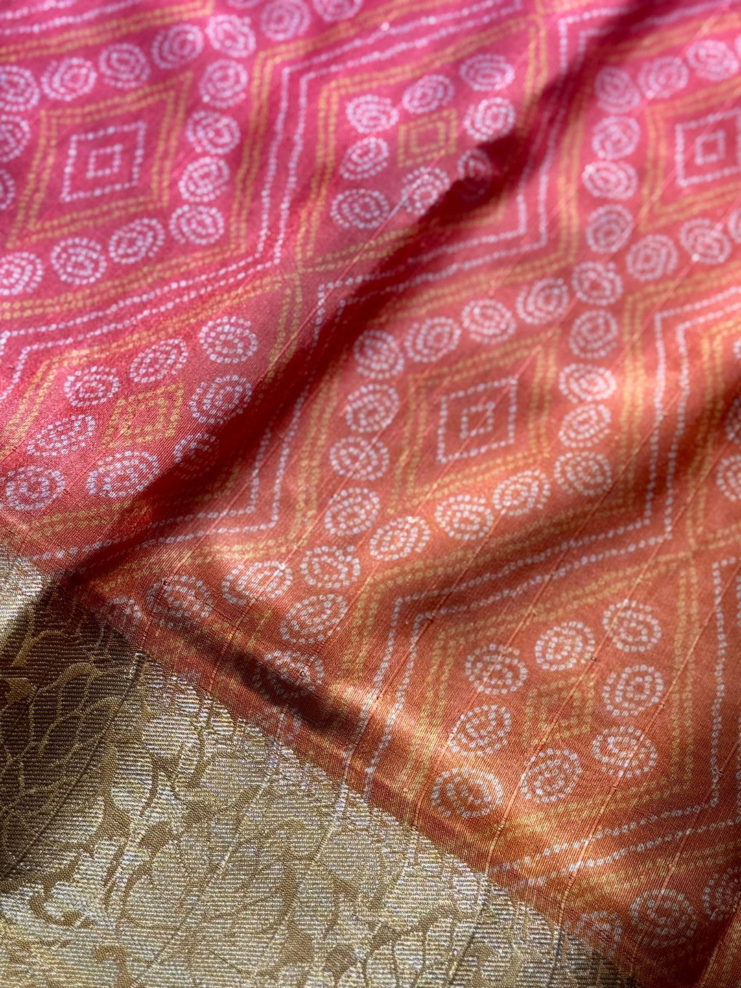 Multi colored Bandhini printed silk saree|Party Wear Saree|PPS