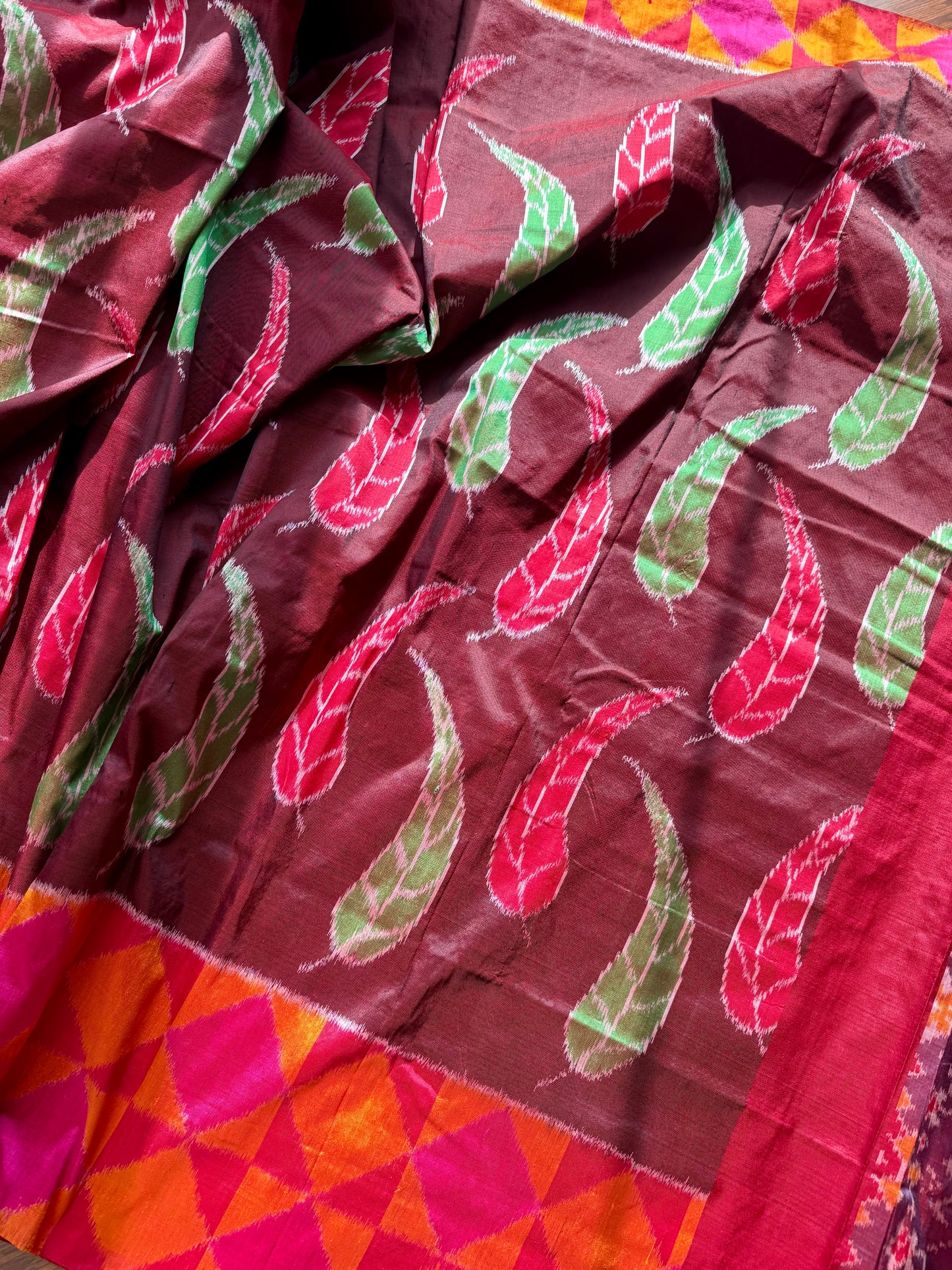 Elegant handwoven Pochampally ikat pure silk saree