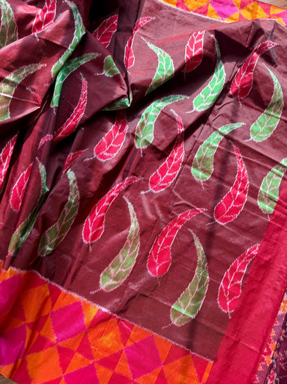 Elegant handwoven Pochampally ikat pure silk saree