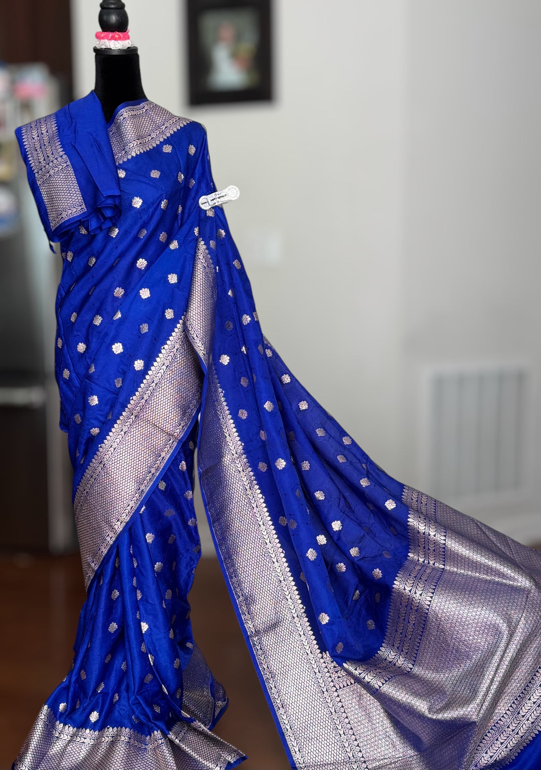 Royal Blue color Banarasi Semi Mashru Silk Saree Saree|Value Vogue