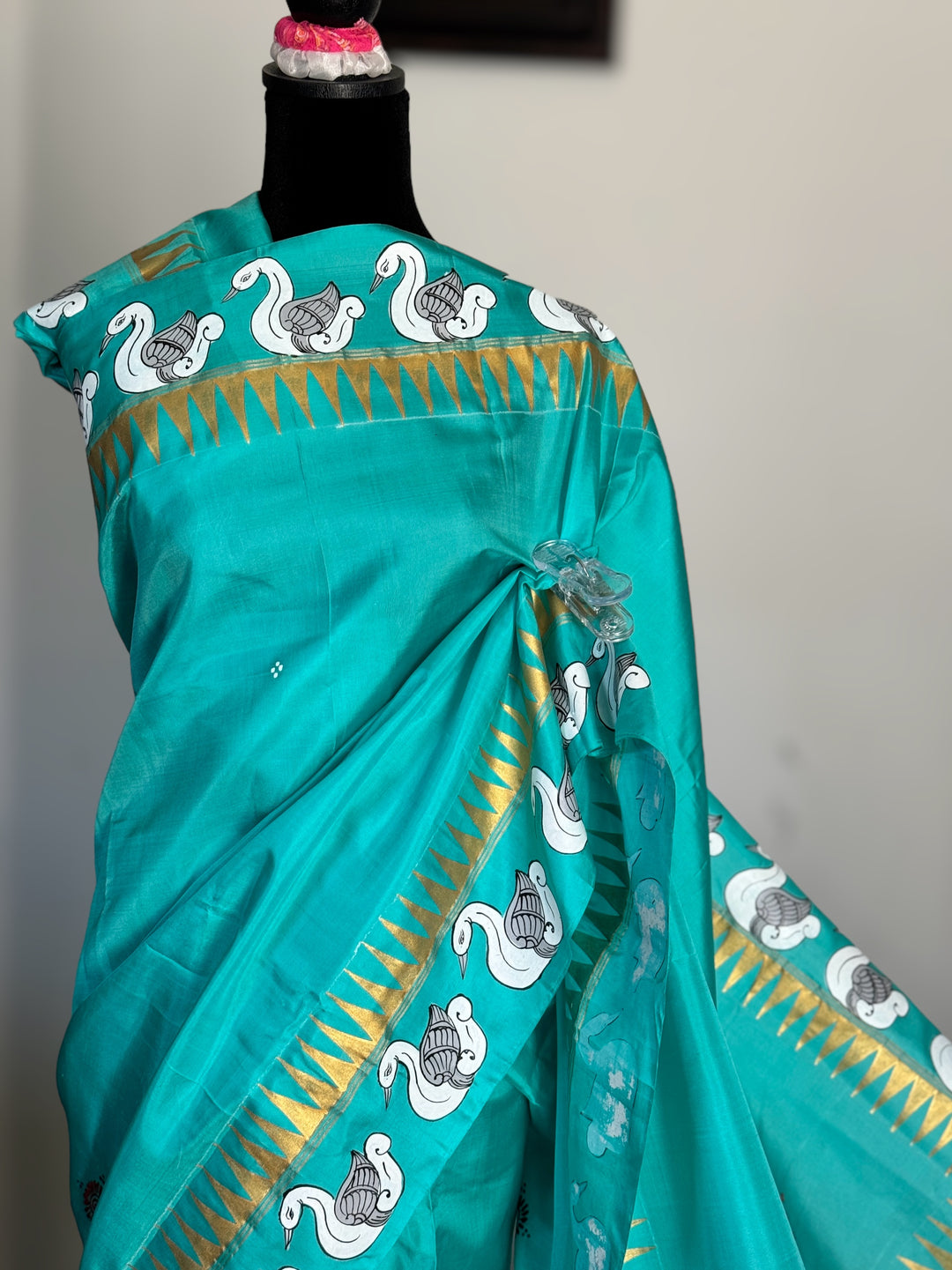 Ramayan theme Odisha Pattachitra on Kanjivaram soft silk saree