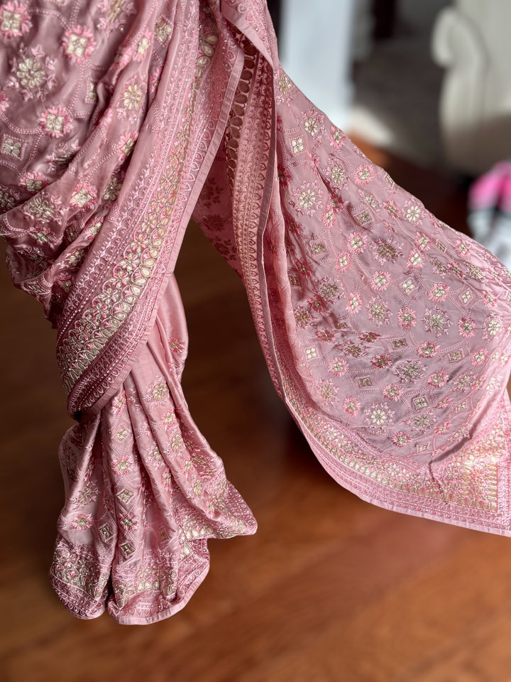 Muave Color gota and embroidery work designer satin crep silk saree|Party Wear Saree|PPS