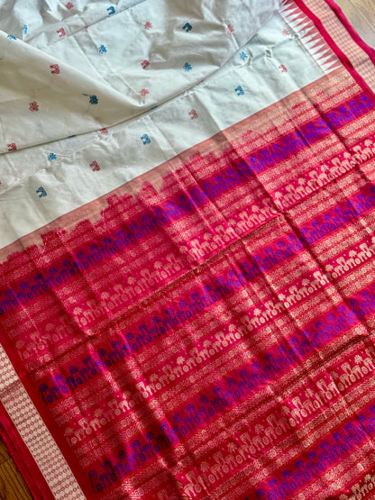 Lakshmi Pada Lotus Bomkai Pure Silk Saree from Odisha Weaves