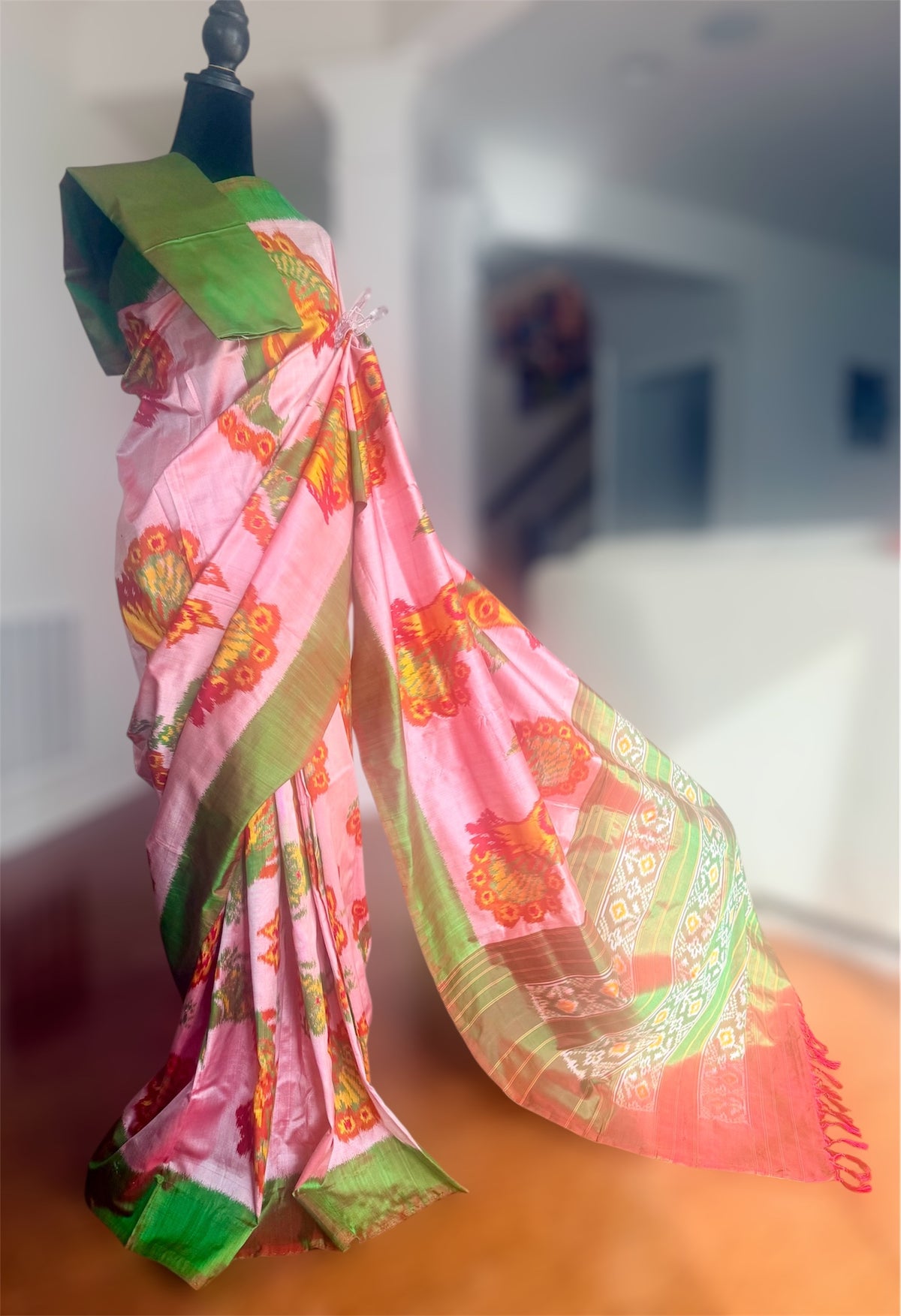 Pochampally handwoven ikat pure silk saree