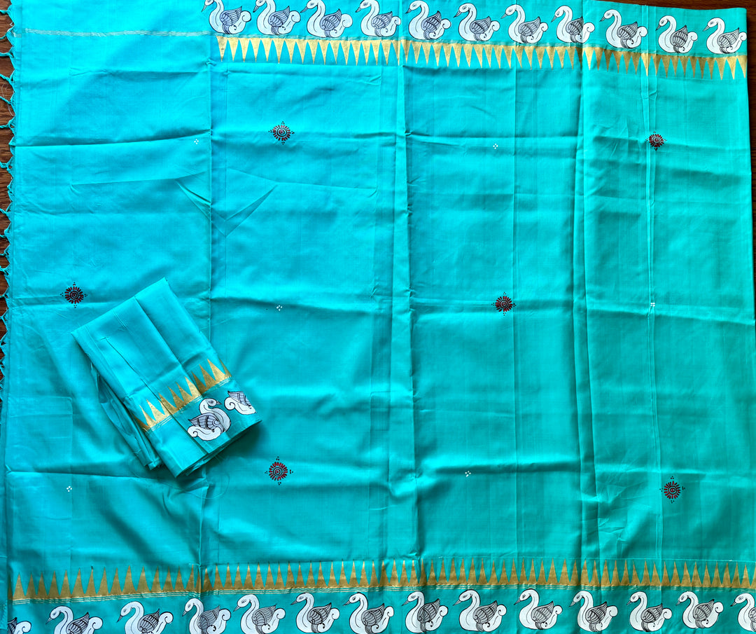 Ramayan theme Odisha Pattachitra on Kanjivaram soft silk saree