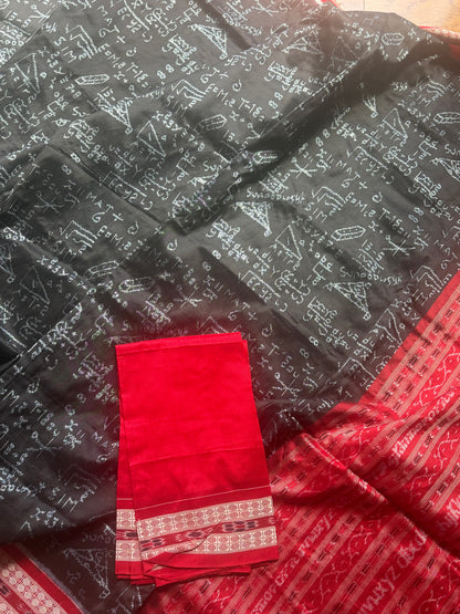 Handwoven Mathematical equations and formula Sambalpuri Double ikat pure silk saree|Odisha Weaves|