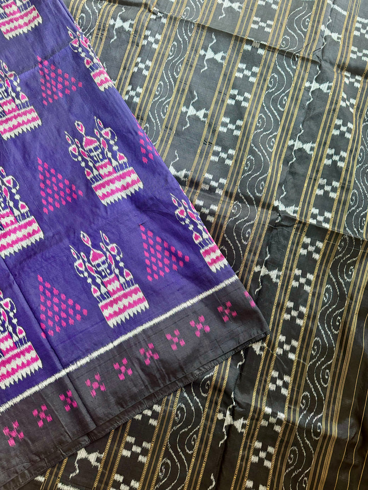 Purple color  Tribal Dance theme Contemporary Ikat Pure Silk Saree|Odisha Weaves