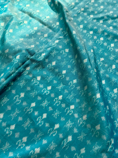 Ice-blue and red handwoven Sambalpuri pure Ikkat silk saree with pasapali border| Odisha Weaves