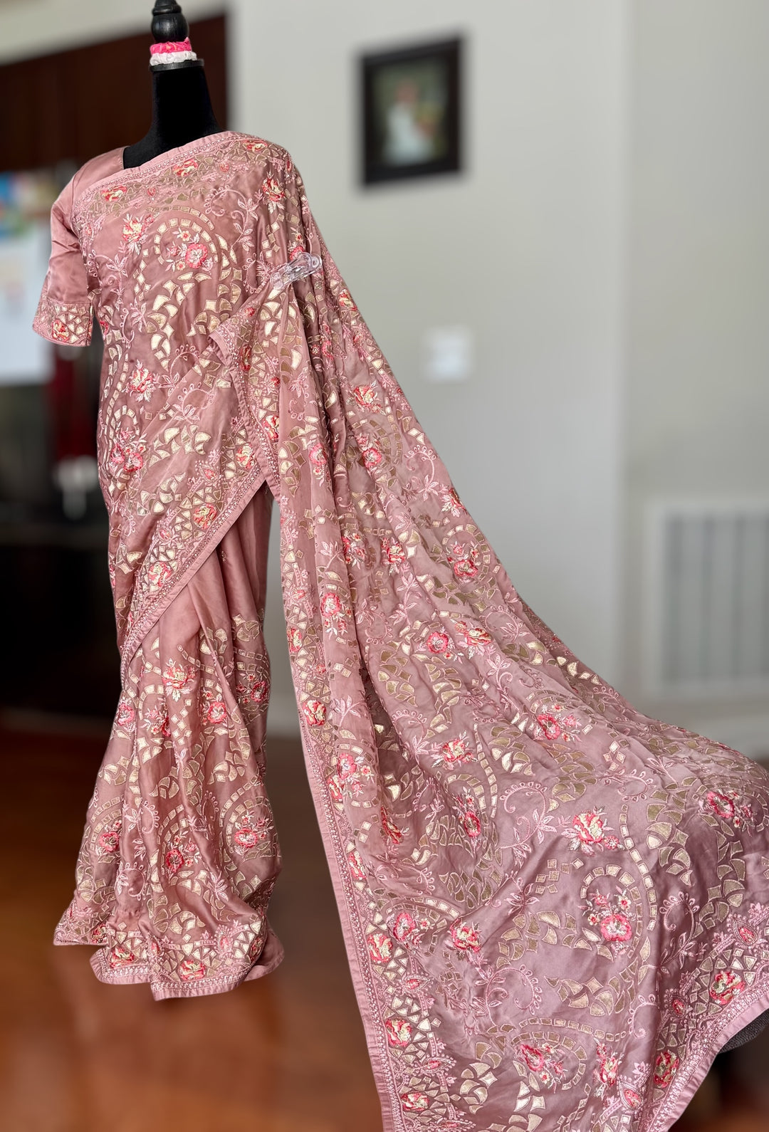 Muave Color gota and embroidery work designer satin crep silk saree|Party Wear Saree|PPS