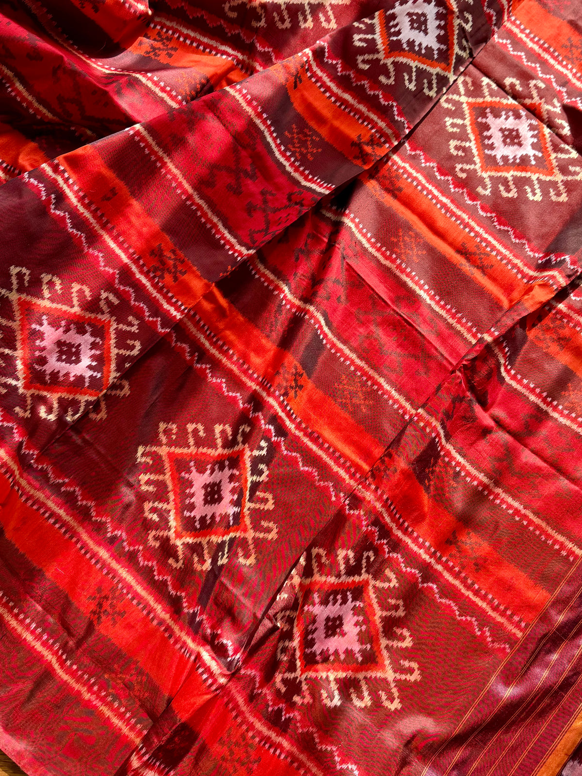 Uzbek inspired Pochampally handwoven ikat pure silk saree