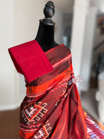 Uzbek inspired Pochampally handwoven ikat pure silk saree