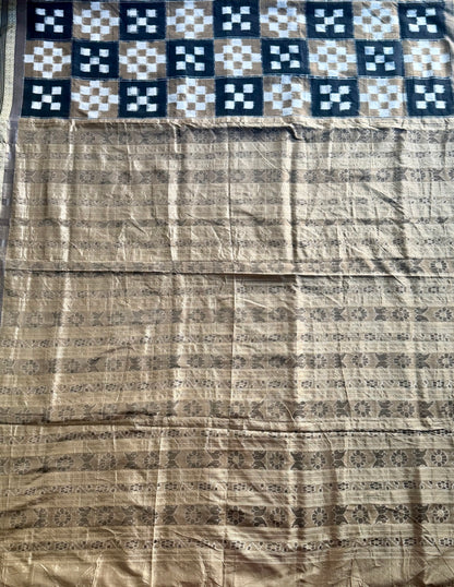 Sambalpuri Handwoven ikat pasapali pure silk saree|Toupe Color|Odisha Weaves|