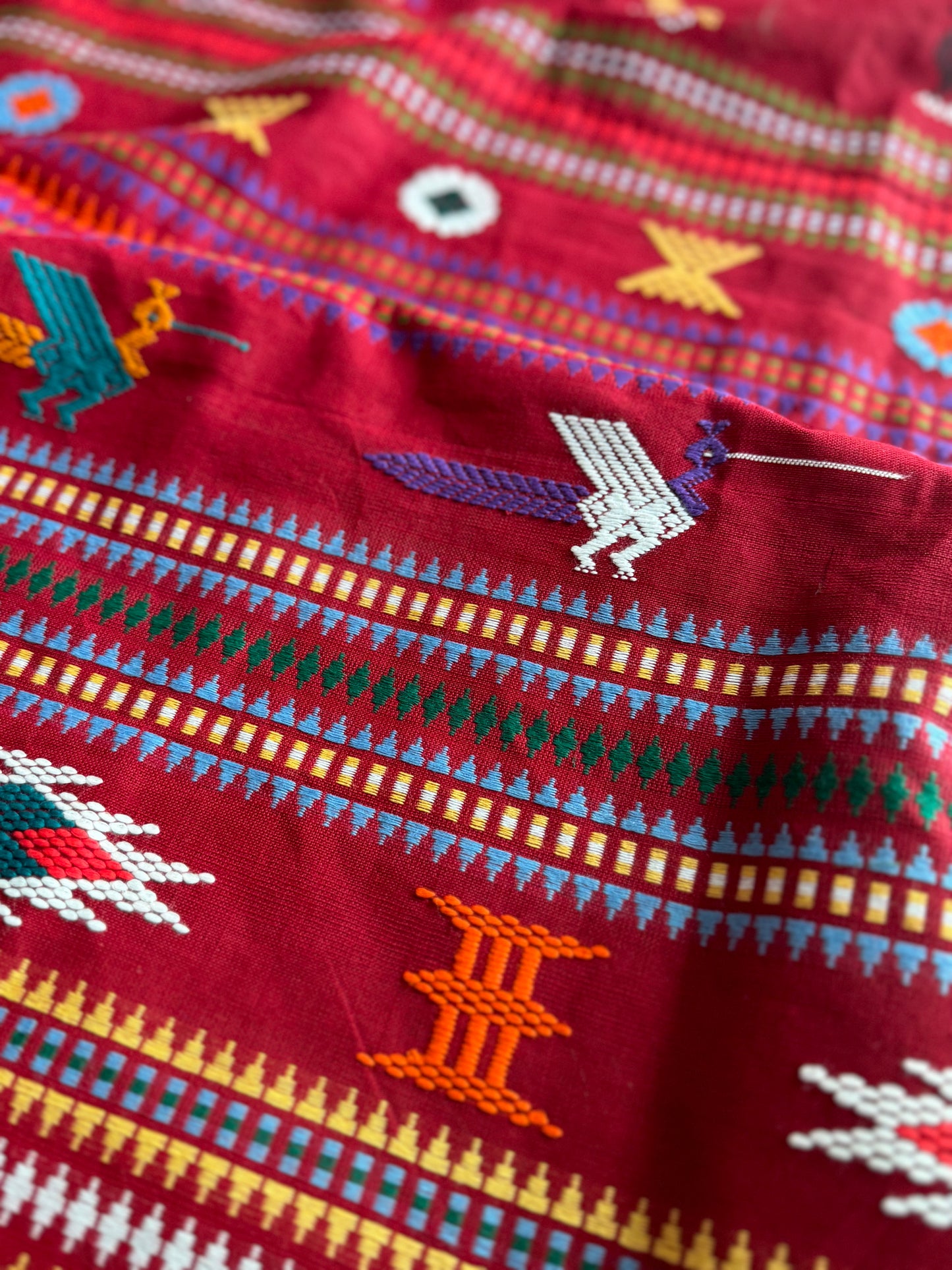 Maroon-ish Red Original Ganjam Bomkai Cotton Saree from Odisha Weaves