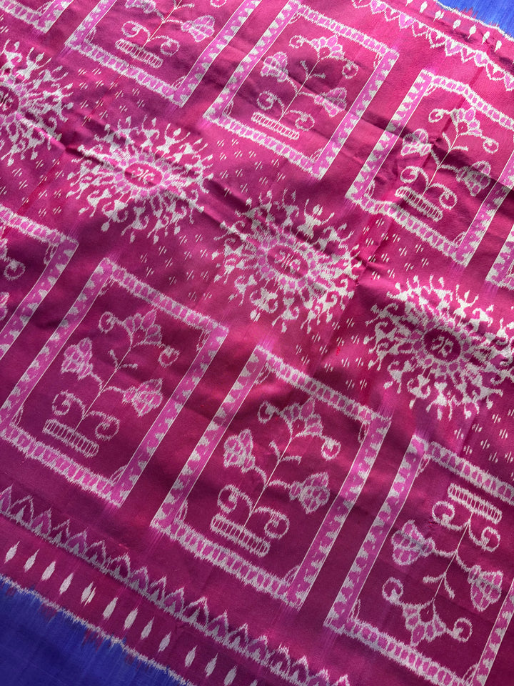 Pink handwoven Sambalpuri Ikat Silk saree |Odisha Weaves